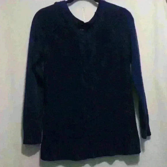 Women's Apt 9 M cable knit heavy knit deep navy blue sharp long line sweater - Picture 2 of 6